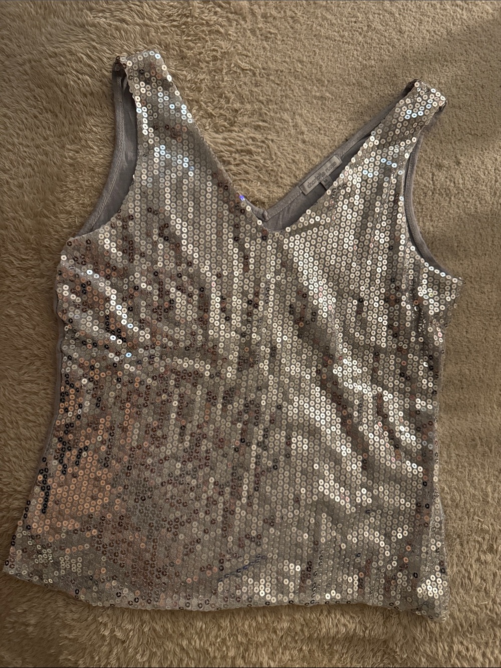 Charlotte Russe Silver Sequin V-Neck Camisole